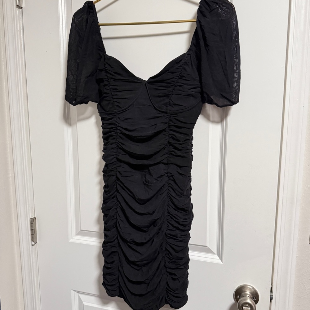 Black Rouched Bodycon Dress